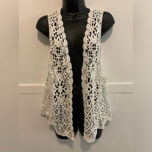 Women's White Crochet Vest